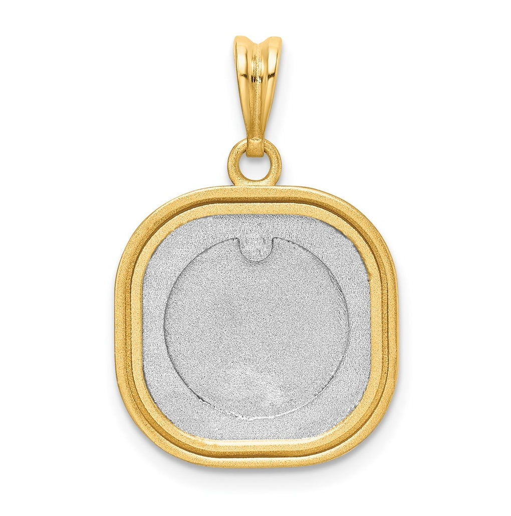 14K Two-tone IBGoodman Polished Square Masonic Sun Pendant