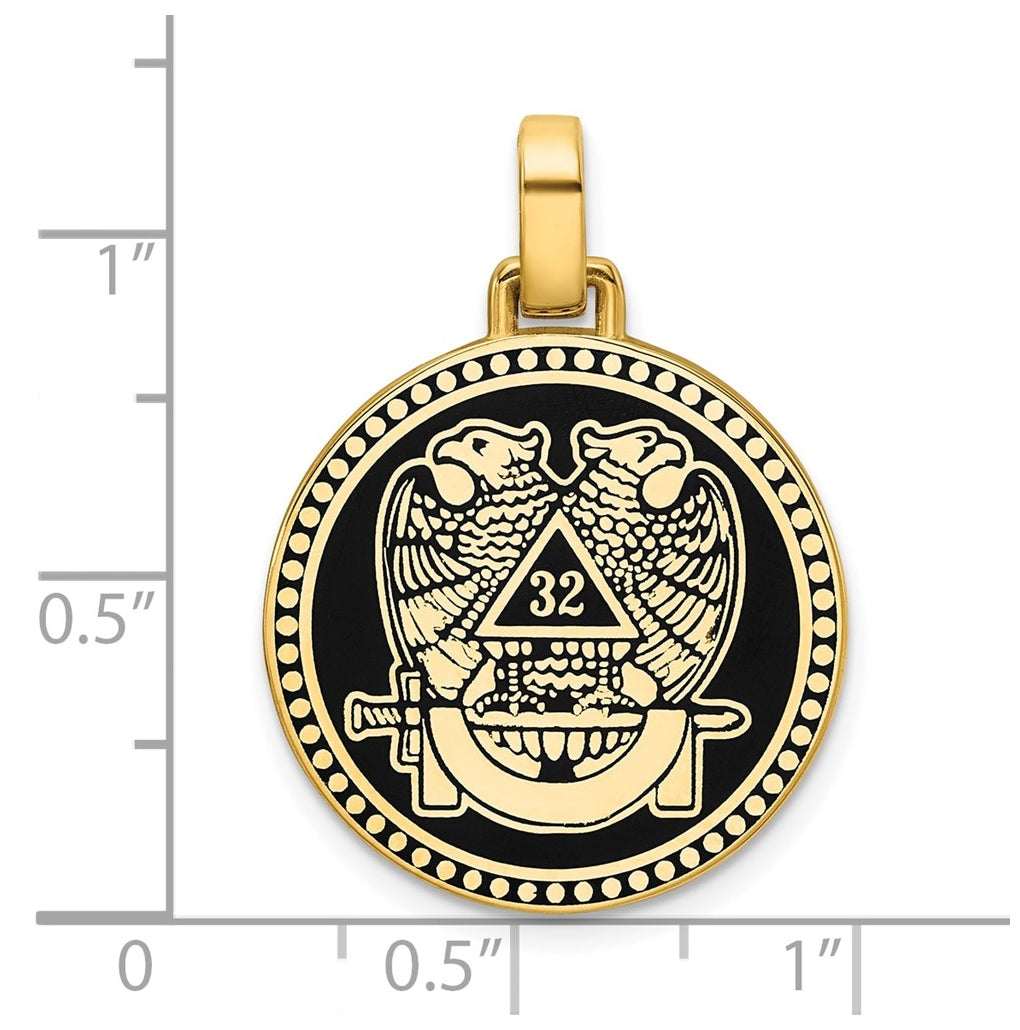 14k Yellow Gold IBGoodman Polished Enameled Double Eagle Masonic Pendant