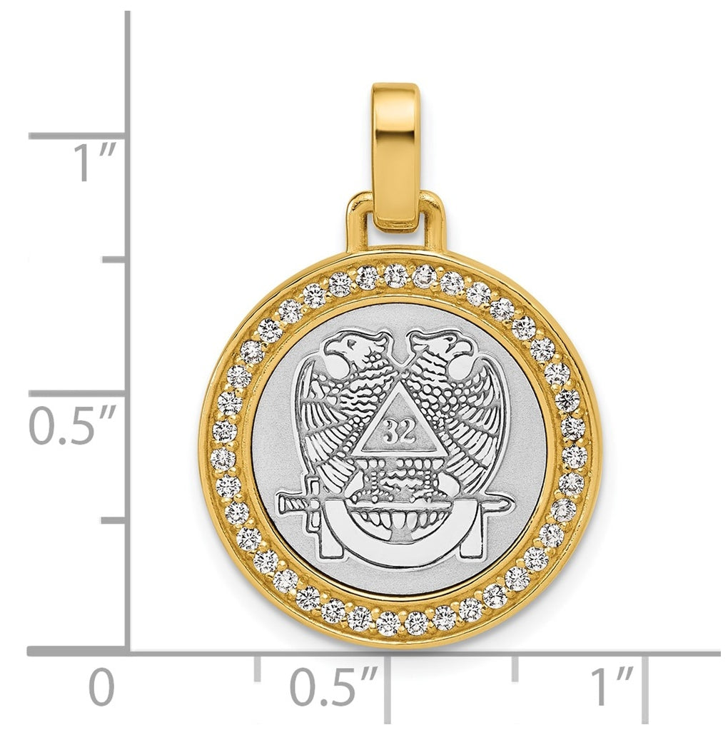 14K Two-tone IBGoodman Lab Grown Diamond Circle Masonic Pendant