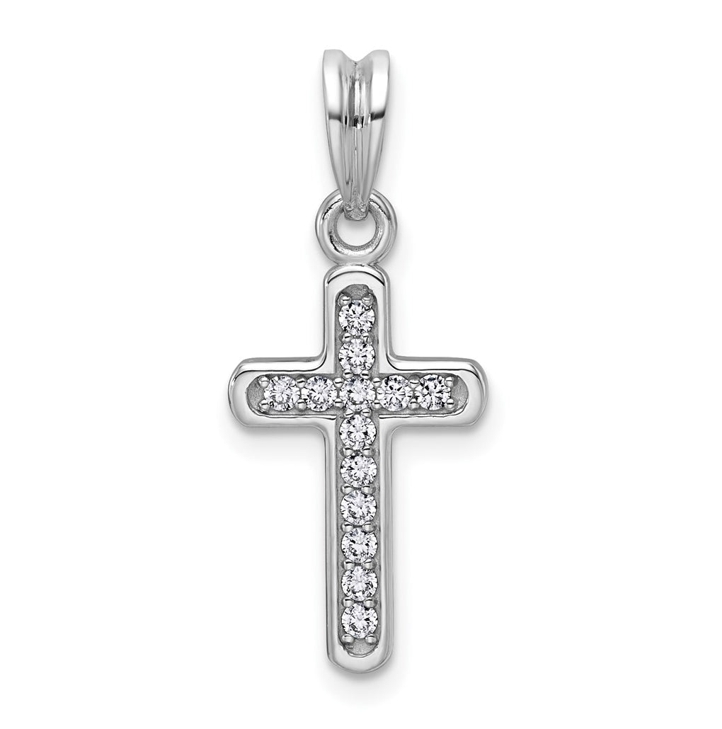 14K White Gold IB Goodman Small Lab Grown Diamond Cross Pendant