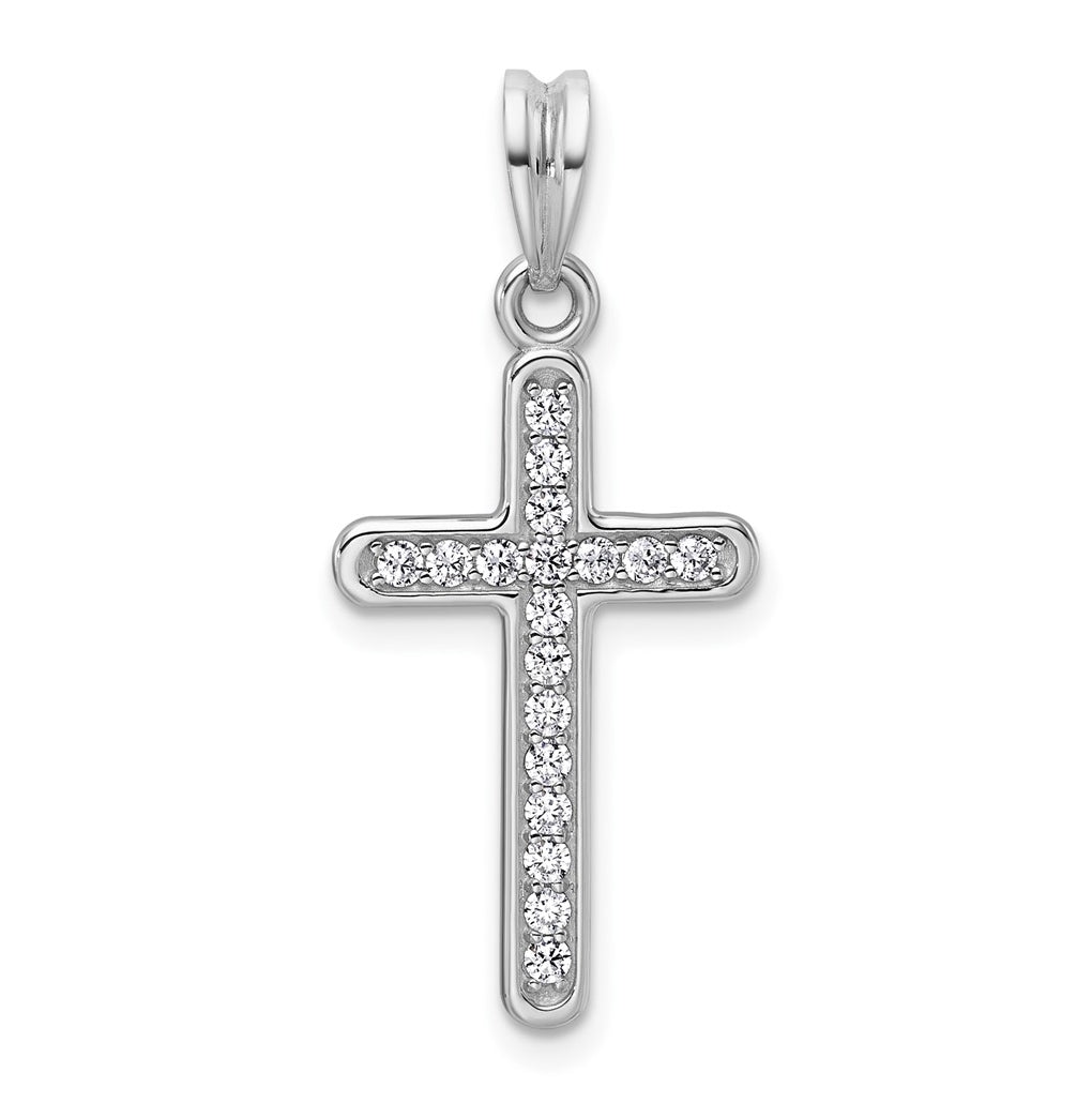 14K White Gold IB Goodman Large Lab Grown Diamond Cross Pendant