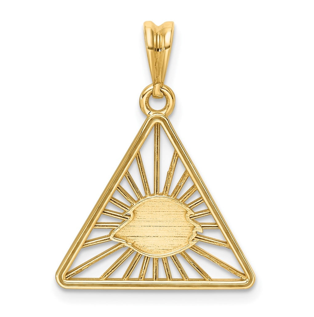 14k Yellow Gold IB Goodman Masonic Eye Triangle Pendant