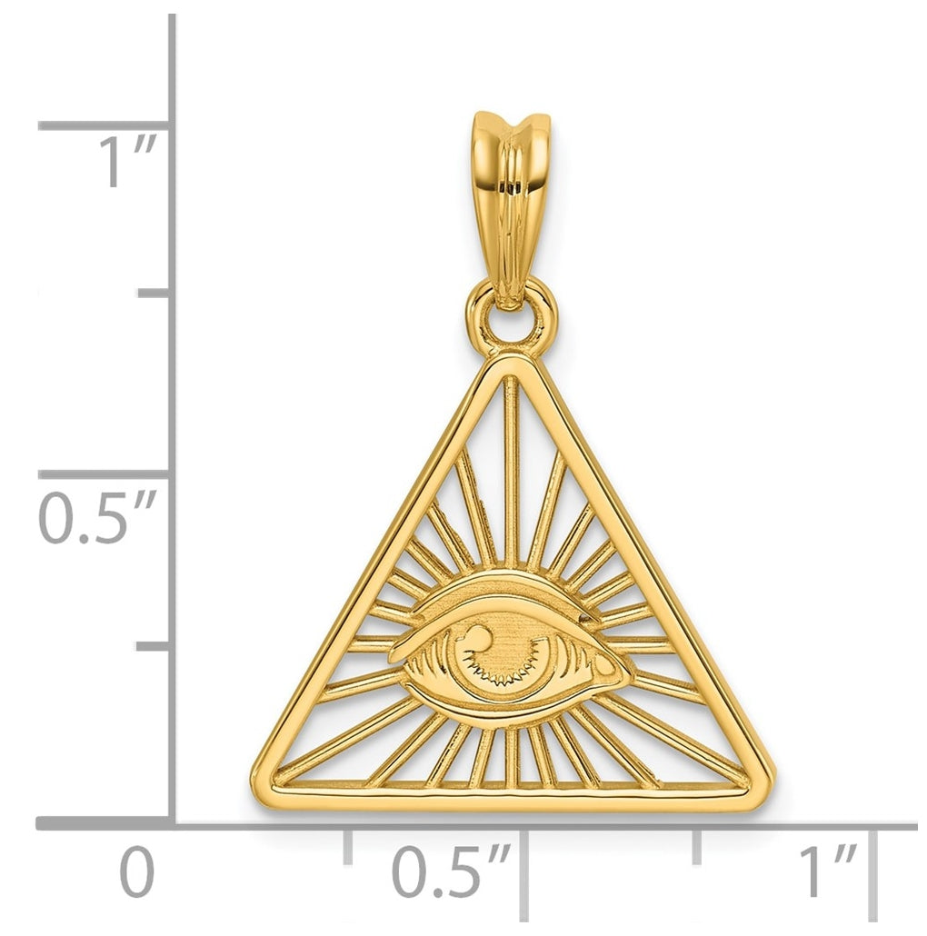 14k Yellow Gold IB Goodman Masonic Eye Triangle Pendant