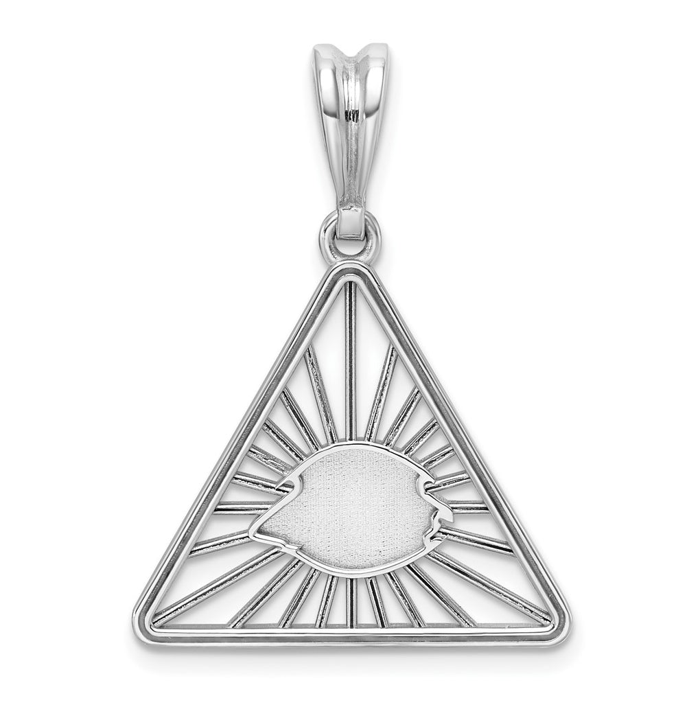 14K White Gold IB Goodman Masonic Eye Triangle Pendant