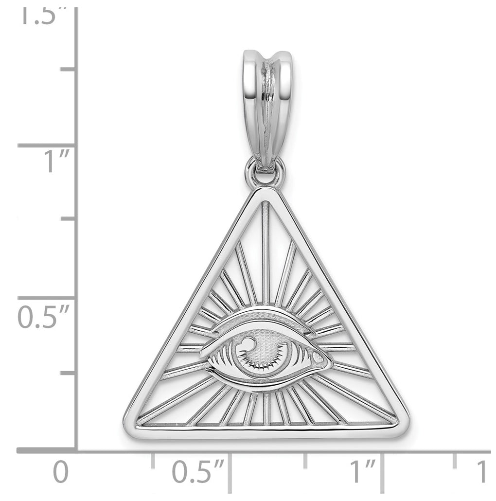 14K White Gold IB Goodman Masonic Eye Triangle Pendant