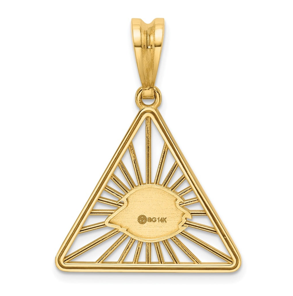 14k Yellow Gold IB Goodman Masonic Eye Triangle Pendant