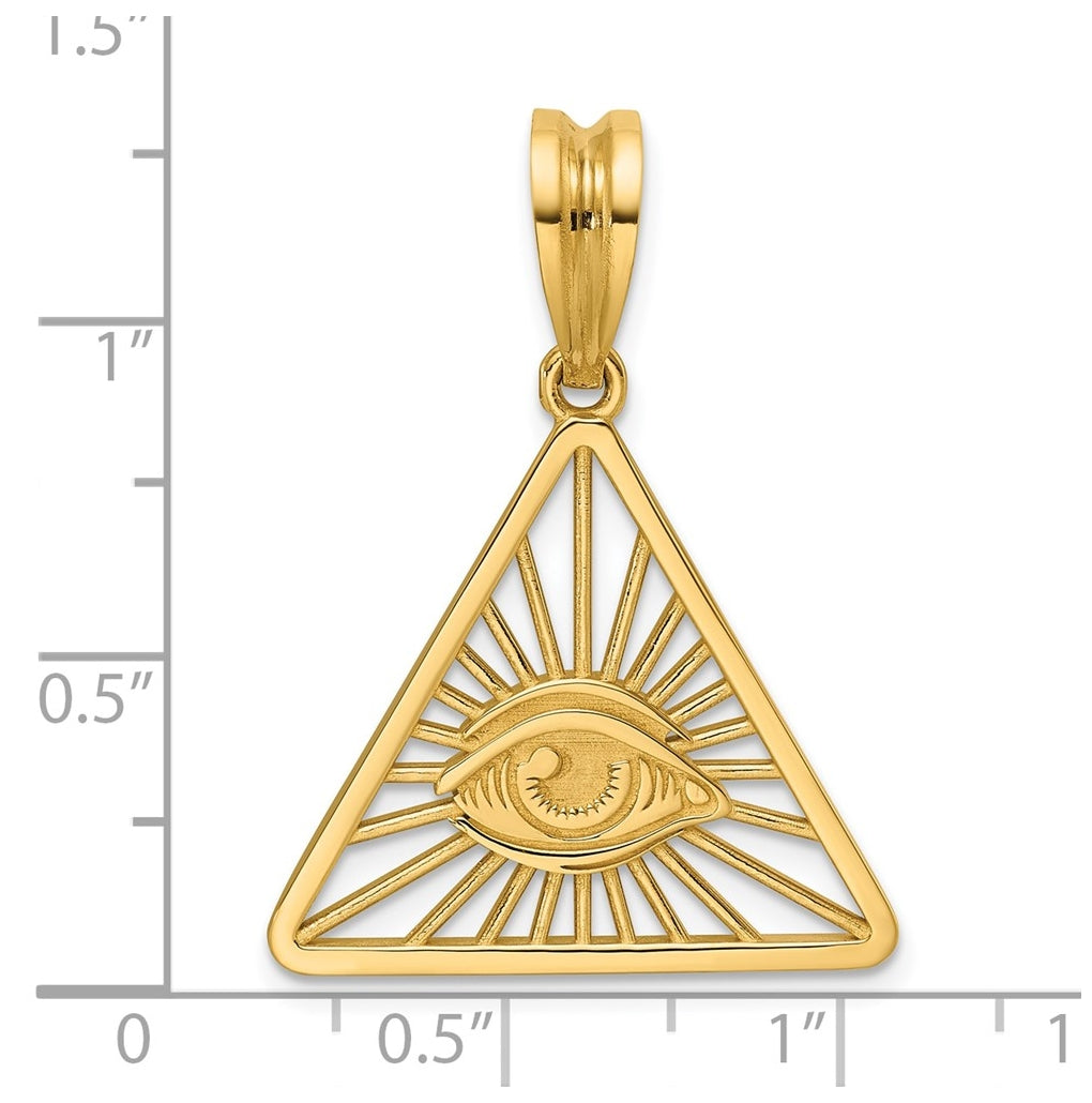 14k Yellow Gold IB Goodman Masonic Eye Triangle Pendant