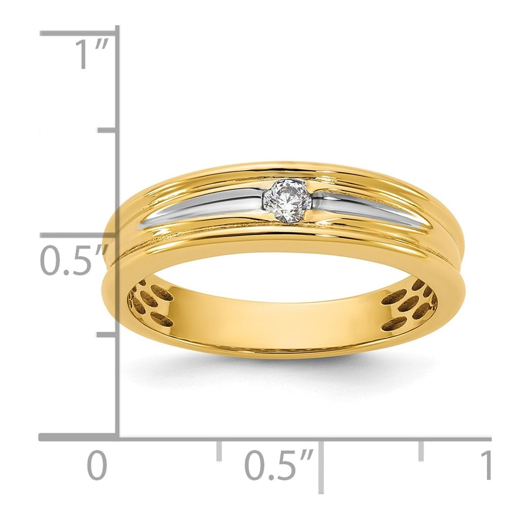 14k Yellow Or White Gold w/ Rhodium IB Goodman Mens Complete 1/10ct Diamond Ring