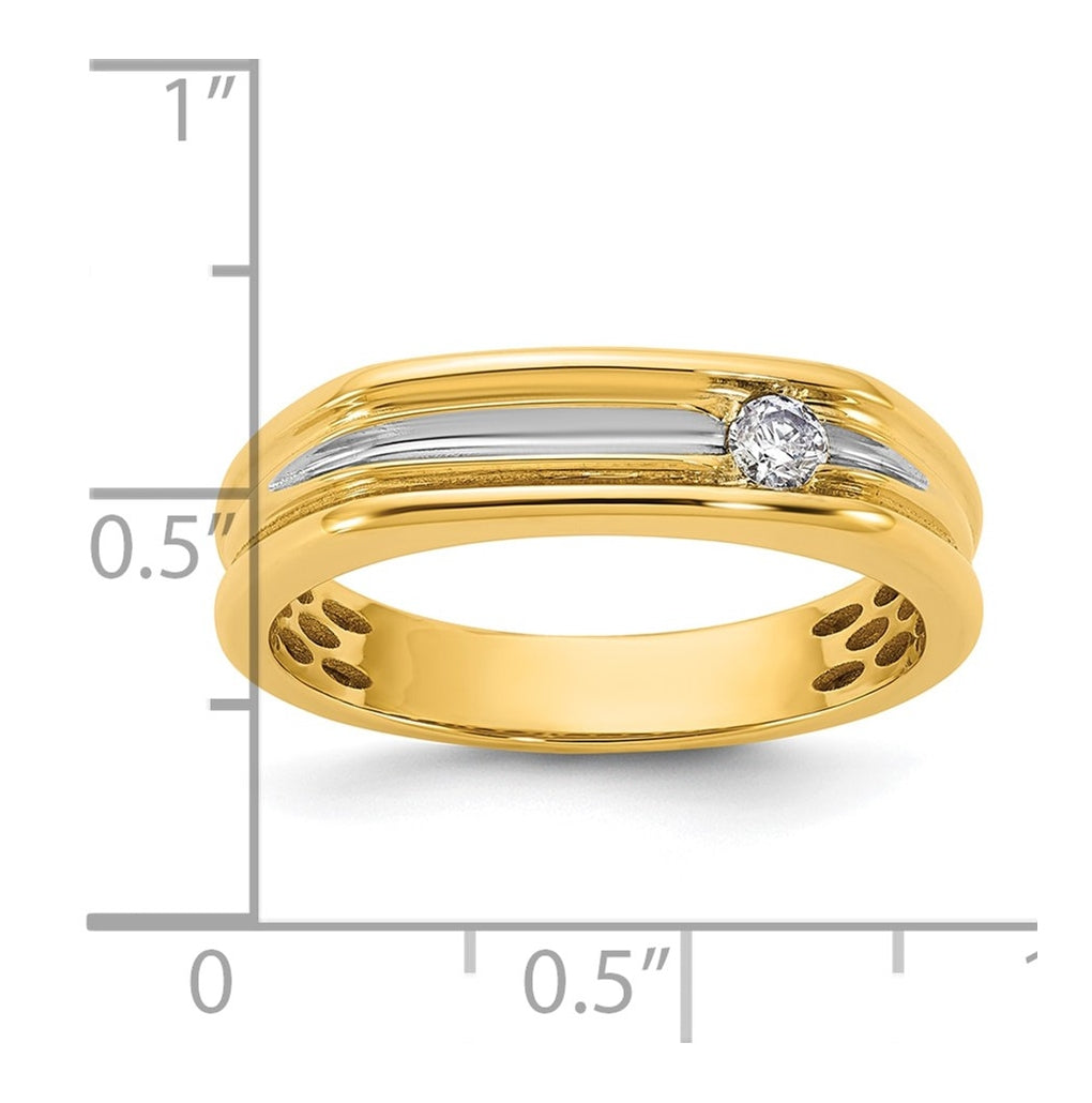 14k Yellow Or White Gold w/ Rhodium IB Goodman Mens Complete 1/10ct Diamond Ring