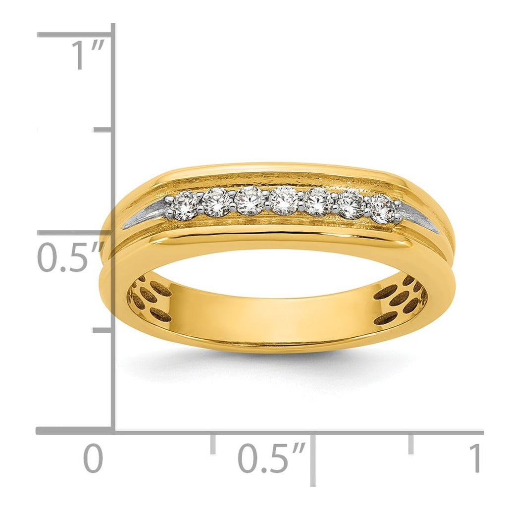 14k Yellow Or White Gold IB Goodman Mens Polished Complete 7-Stone 1/4ct Diamond Ring
