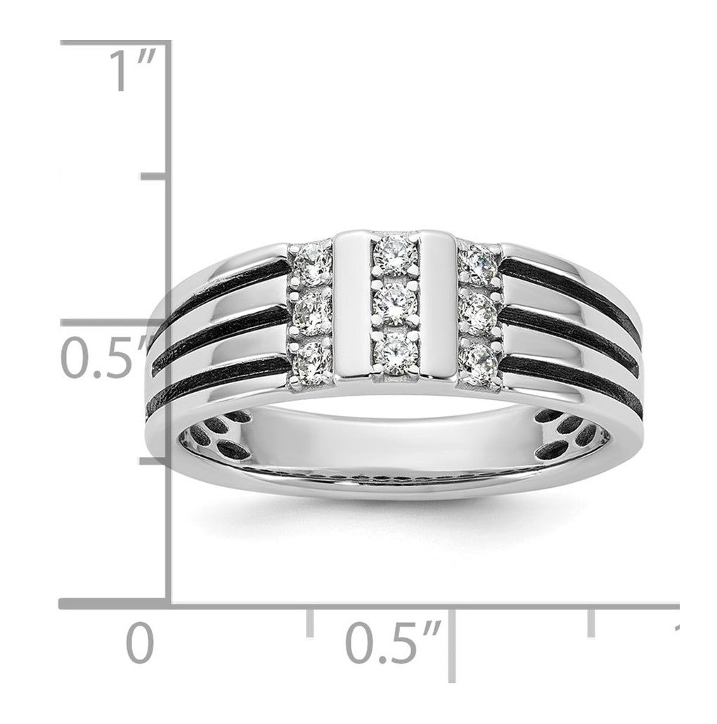 14k White Gold w/Black Rhodium IB Goodman Mens Complete 1/3ct Diamond Ring