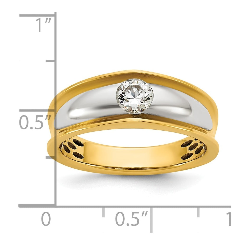 14k Yellow Gold w/White Rhodium IB Goodman Mens Complete 1/2ct Diamond Ring