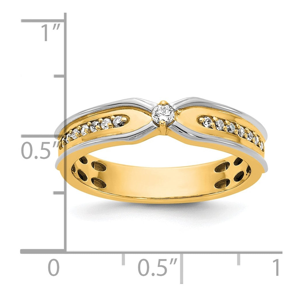 14k Two-Tone Gold IB Goodman Mens Polished Complete 1/5ct Diamond Ring