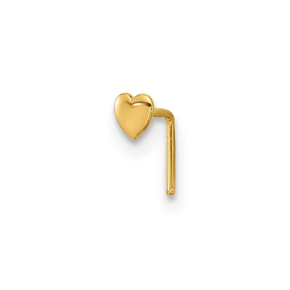 14K Yellow Gold 22 Gauge Polished Heart Nose Stud