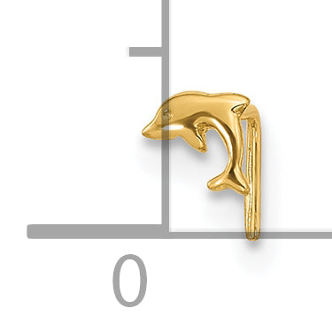 14K Yellow Gold 23 Gauge Dolphin Nose Ring