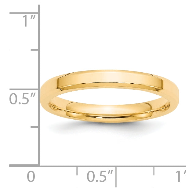 14k Yellow Gold 3mm Beveled Edge Comfort Fit Wedding Band Size 4.5
