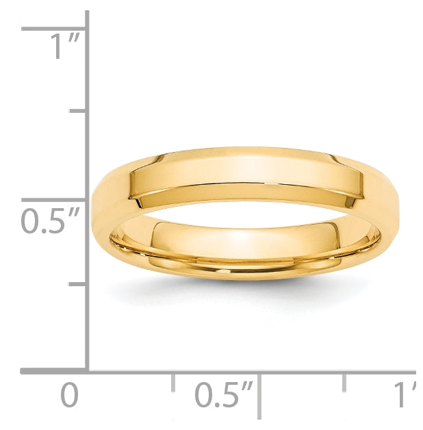 14k Yellow Gold 4mm Beveled Edge Comfort Fit Wedding Band Size 4.5