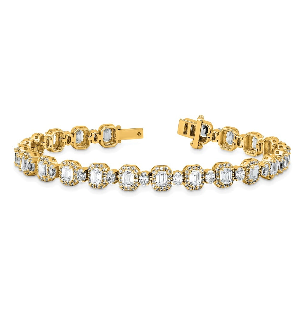 14k Yellow Gold 8 carat Lab Grown Diamond VS+ F+ Complete Fashion Tennis Bracelet