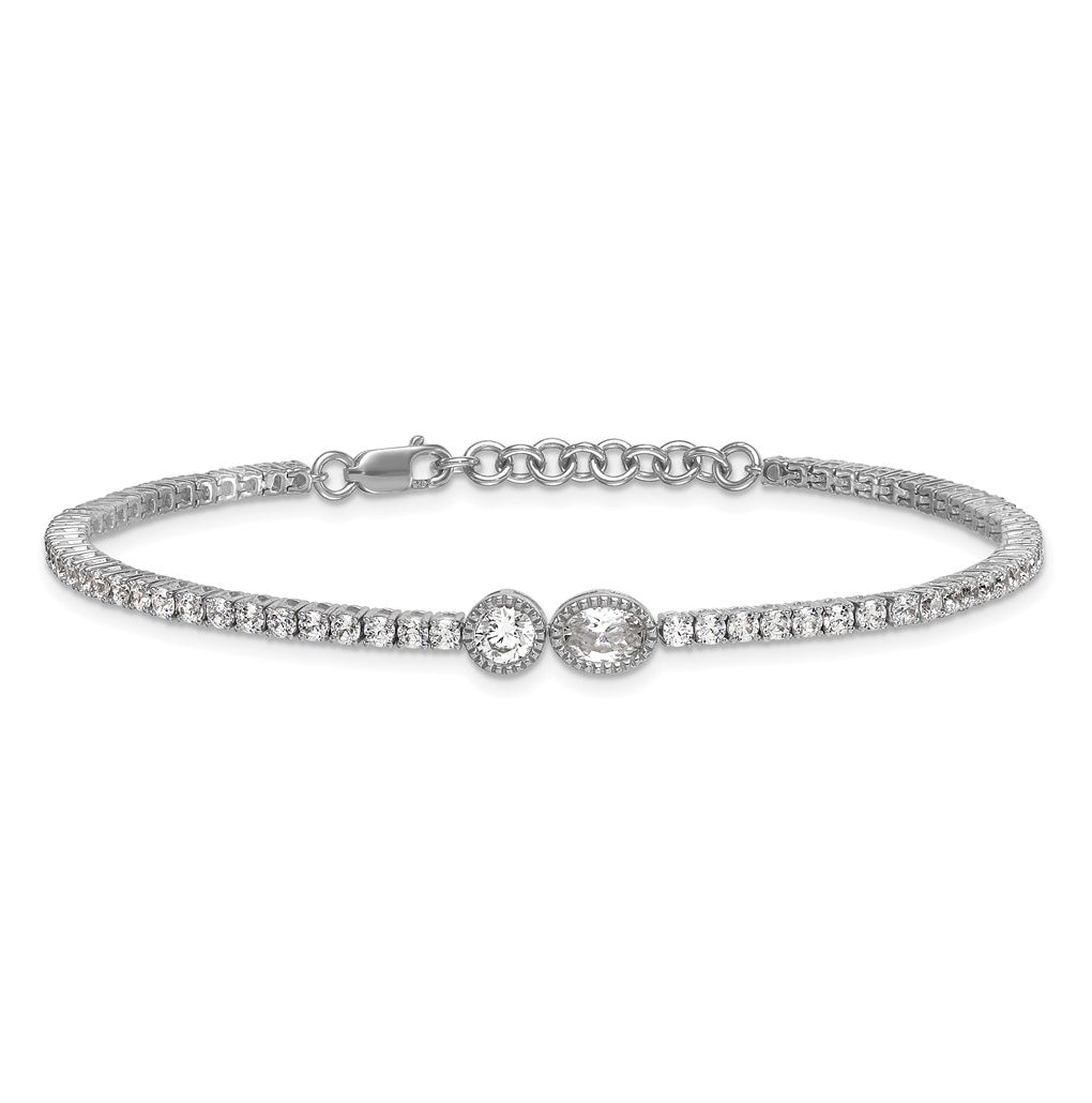 14k White Gold 2 7/8 carat Lab Grown Diamond VS+ F+ Complete 6.5in w/1in ext. Fashion Tennis Bracelet