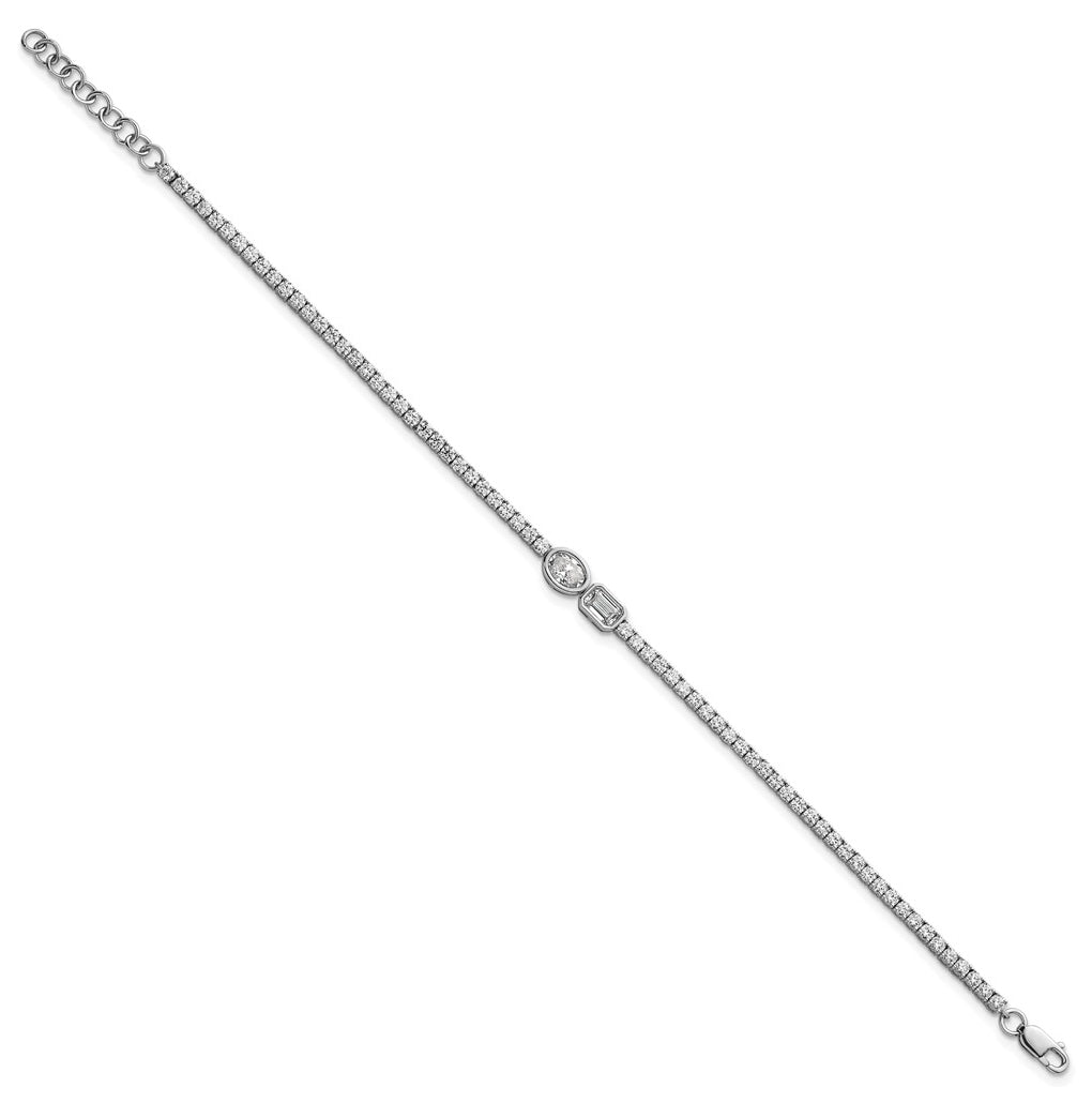 14k White Gold 2 7/8 carat Lab Grown Diamond VS+ F+ Complete 6.5in w/1in ext. Fashion Tennis Bracelet