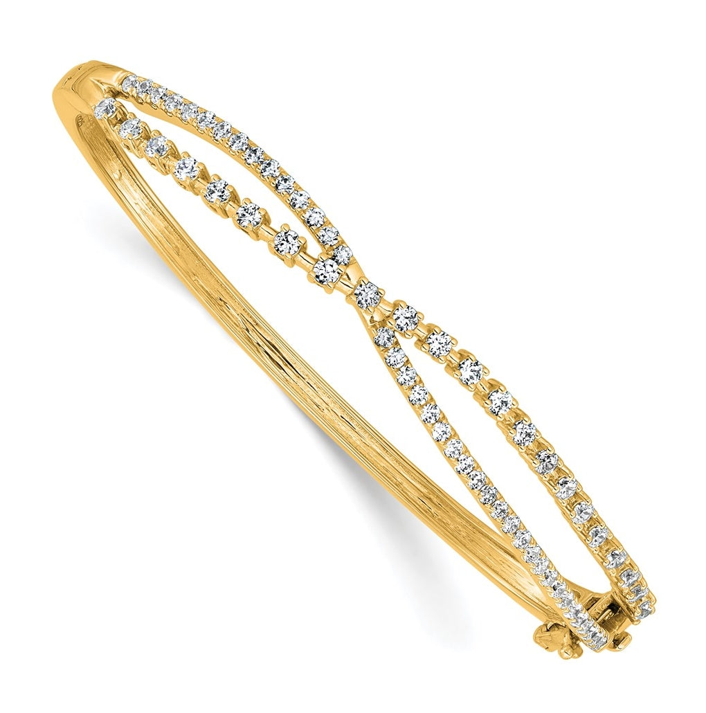14k Yellow Gold 1 3/8 carat Lab Grown Diamond VS+ F+ Complete Bangle