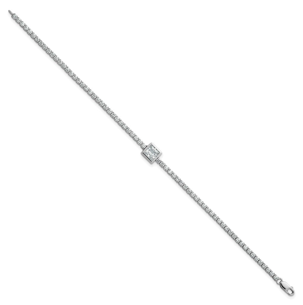 True Origin 14k White Gold 3 5/8 carat Lab Grown Diamond VS+ F+ Complete Princess Bezel-Set Tennis Bracelet