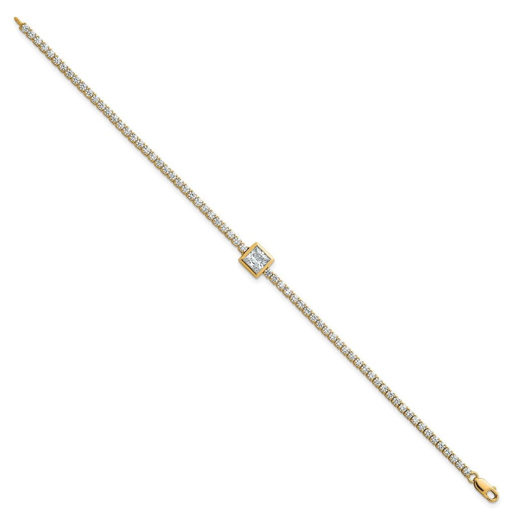 True Origin 14k Yellow Gold 3 5/8 carat Lab Grown Diamond VS+ F+ Complete Princess Bezel-Set Tennis Bracelet