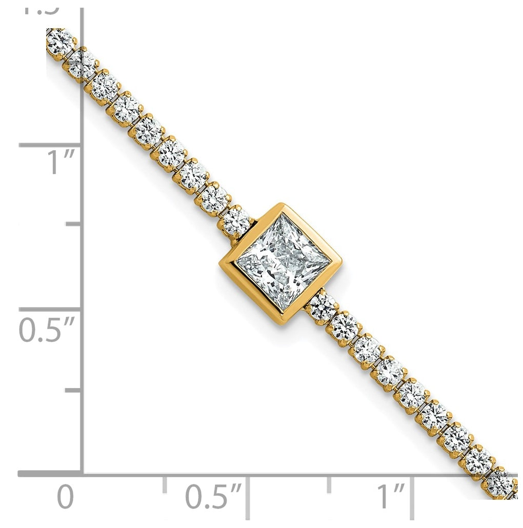 True Origin 14k Yellow Gold 3 5/8 carat Lab Grown Diamond VS+ F+ Complete Princess Bezel-Set Tennis Bracelet