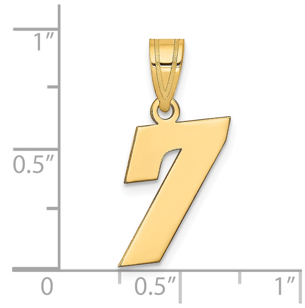 14K Yellow Gold Polished Block Number 7 Pendant