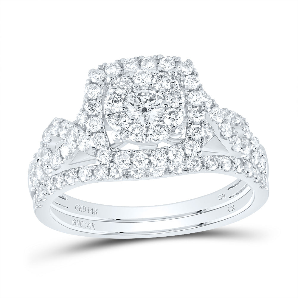 14kt White Gold Womens Round Diamond Bridal Wedding Engagement Anniversary Ring Band Set 1.00 Cttw, Women Size: 5-9