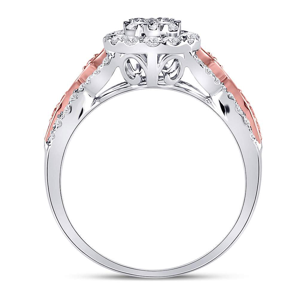 14K Two-tone Gold Diamond Teardrop Cluster Bridal Wedding Engagement Ring 1 Cttw, Womens Size: 5-10