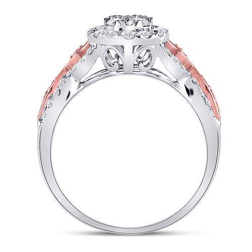 14K Two-tone Gold Diamond Teardrop Cluster Bridal Wedding Engagement Ring 1 Cttw, Womens Size: 5-10