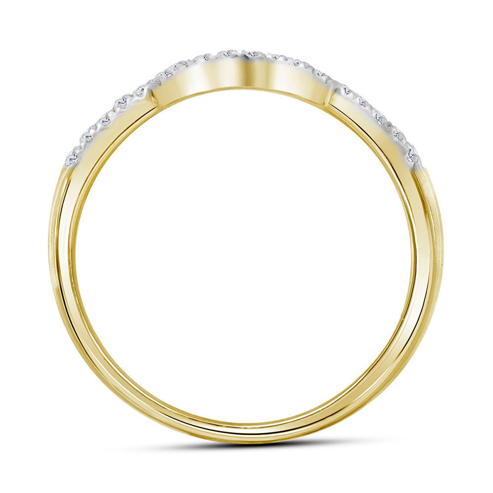 14K Yellow Gold Round Diamond Swirl Bridal Wedding Ring Band Set 1 Cttw, Womens Size: 5-10
