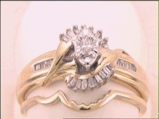 10kt Yellow Gold 1/4ct Diamond Mq-center Bridal Set