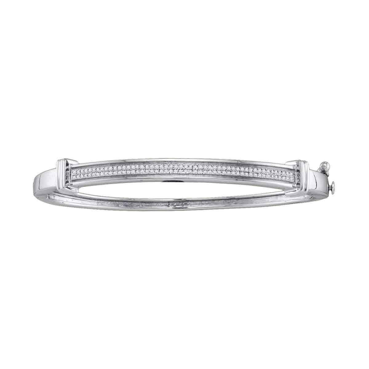 10kt White Gold 1/3 Cttw Diamond Micro-pave Bangle