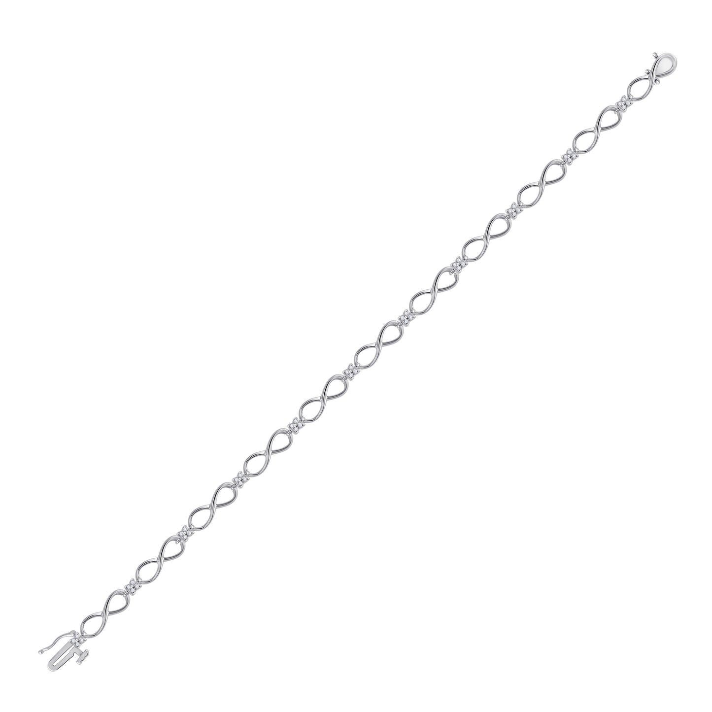 10K White Gold Womens Round Diamond Fashion Bracelet 1/4 Cttw
