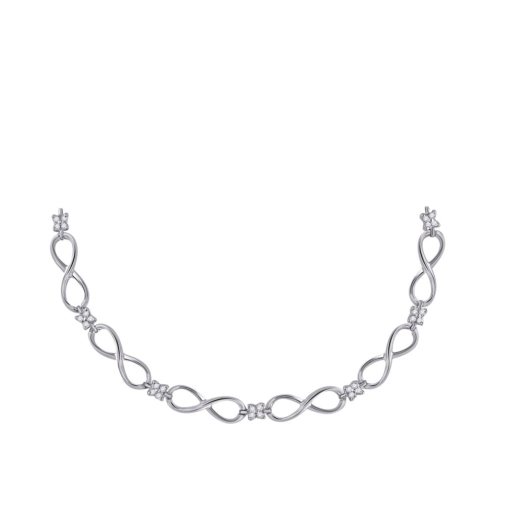 10K White Gold Womens Round Diamond Fashion Bracelet 1/4 Cttw