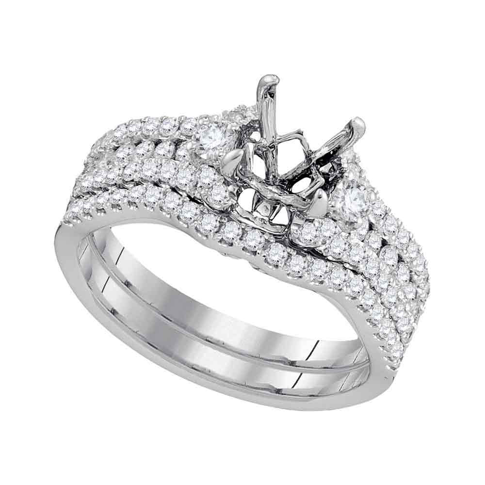 18kt White Gold 3/4 Cttw Diamond Semi-mount Wedding Engagement Anniversary Bridal Set, Women Size: 5-9
