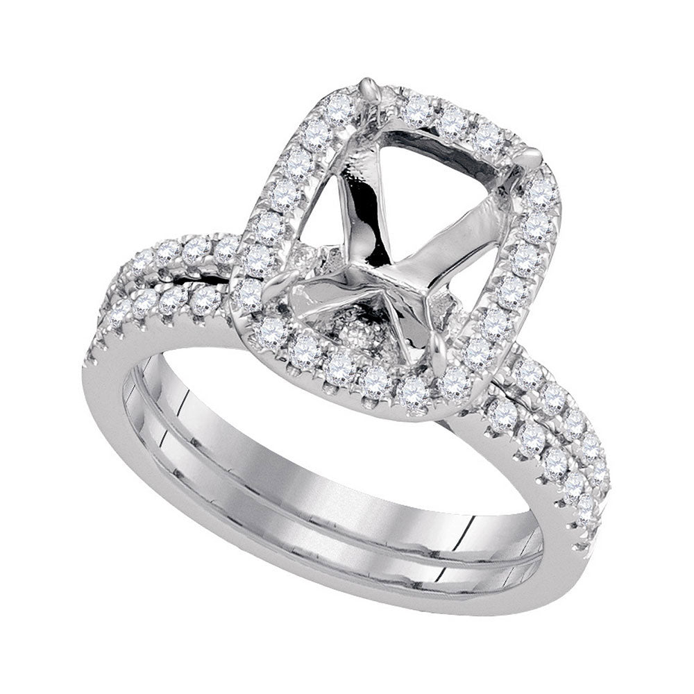 18kt White Gold 5/8 Cttw Diamond Semi-mount Wedding Engagement Anniversary Bridal Set, Women Size: 5-9