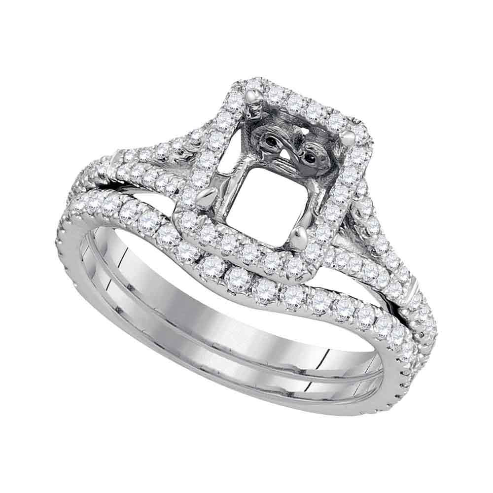 18kt White Gold 5/8 Cttw Diamond Semi-mount Wedding Engagement Anniversary Bridal Set, Women Size: 5-9