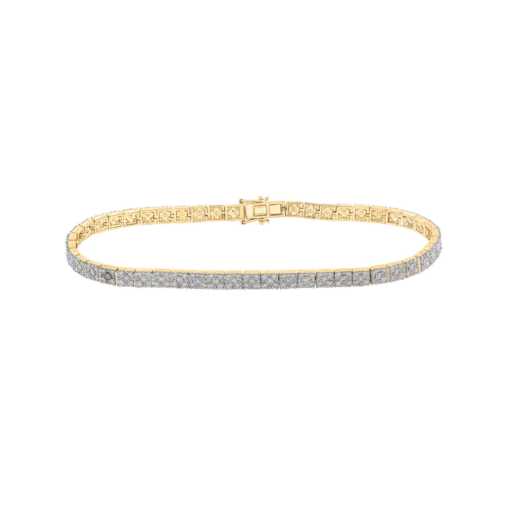 10K Yellow Gold Mens Round Diamond Studded Link Bracelet 4-1/3 Cttw