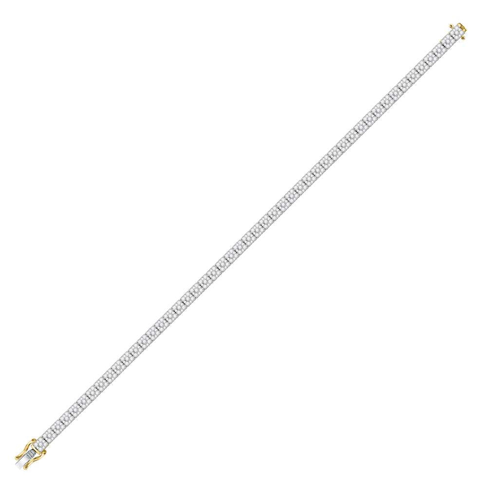 10K Yellow Gold Mens Round Diamond Studded Link Bracelet 4-1/3 Cttw