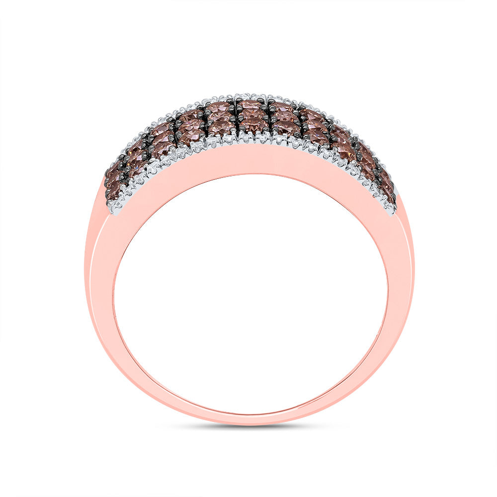 14kt Rose Gold Womens Round Brown Diamond Band Wedding Engagement Anniversary Ring 1.00 Cttw, Women Size: 5-9
