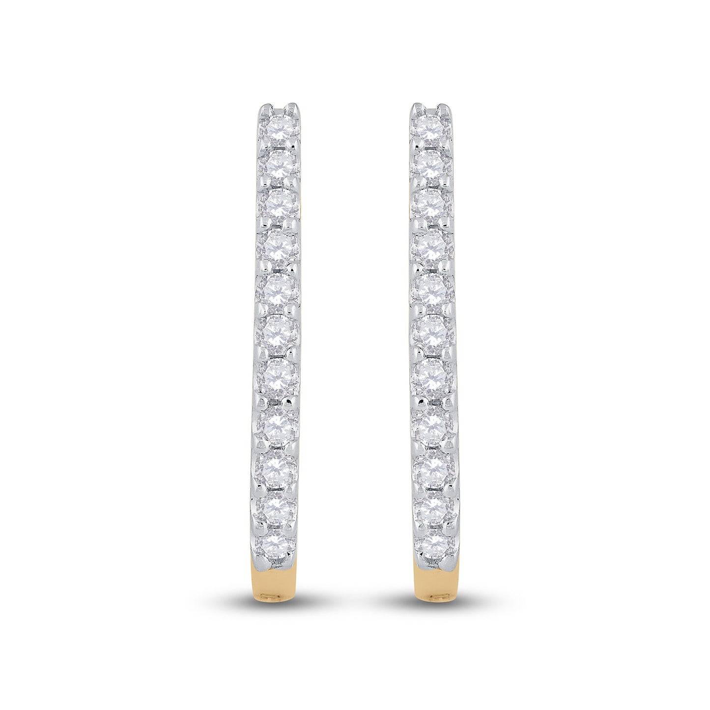 14K White Or Yellow Gold Womens Round Diamond Hoop Earrings