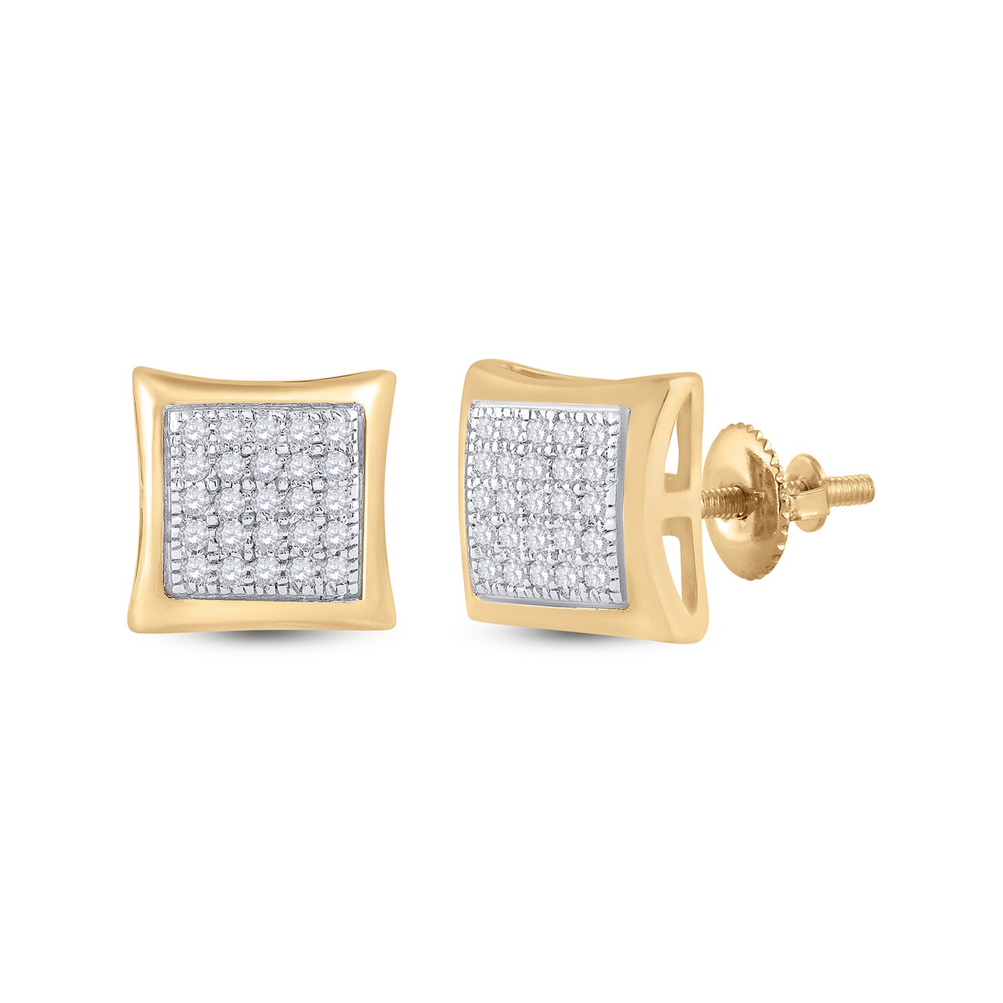 10kt Yellow Gold 1/6 Cttw Diamond Micro-pave Earring