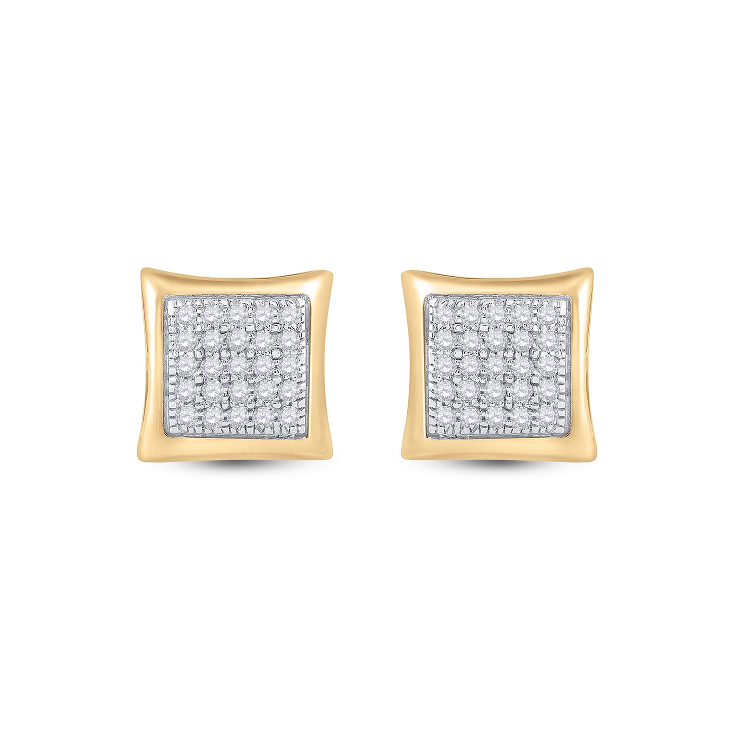 10kt Yellow Gold 1/6 Cttw Diamond Micro-pave Earring