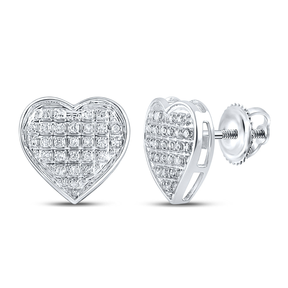10kt White Gold 1/6 Cttw Diamond Heart Earring