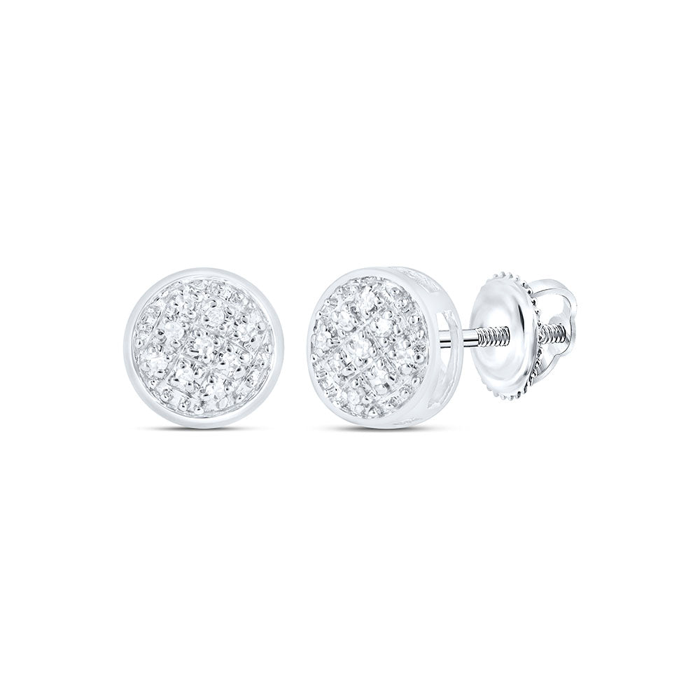 10K White Or Yellow Gold Round Diamond Circle Earrings