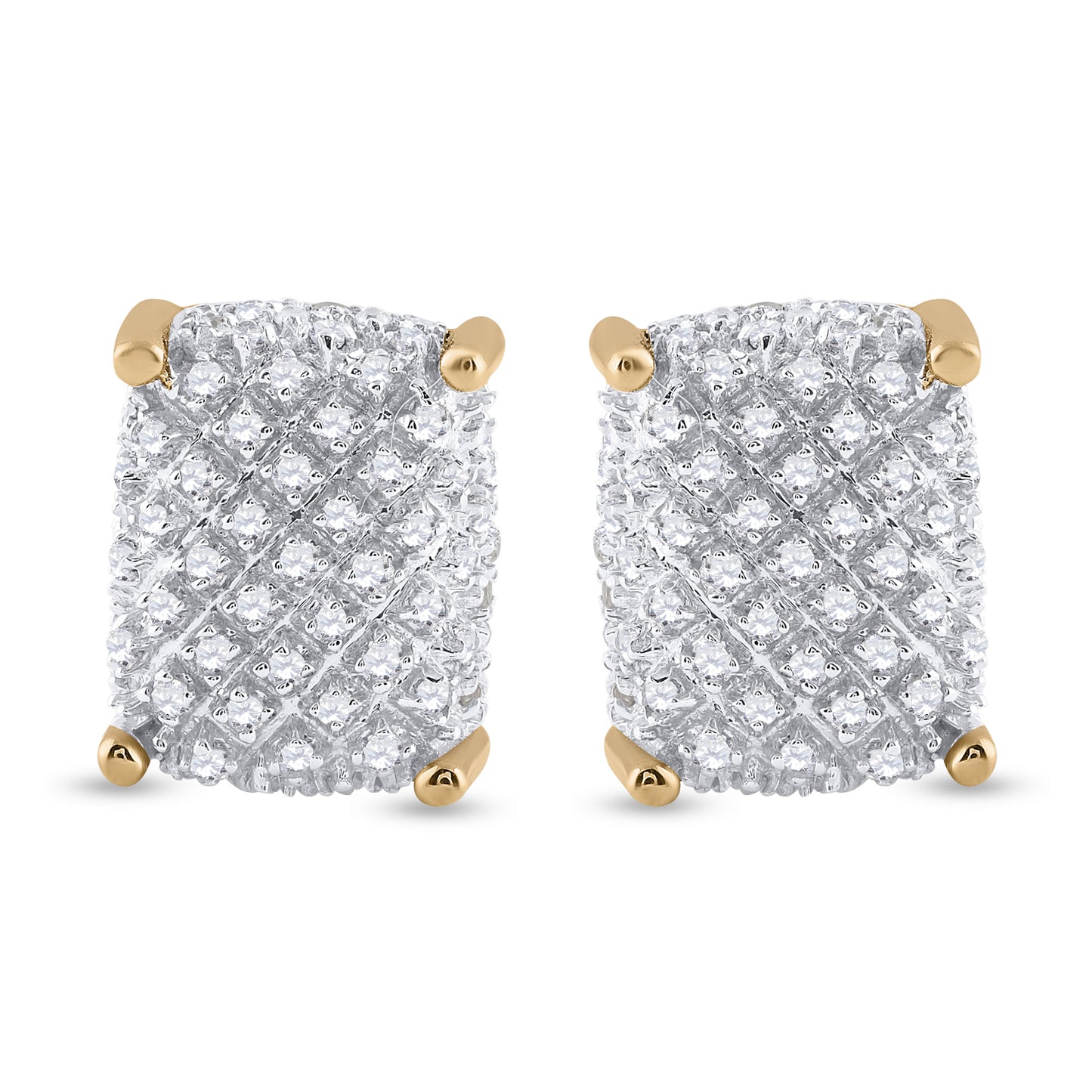 10K Yellow Gold Round Diamond Cluster Earrings 1/3 Cttw