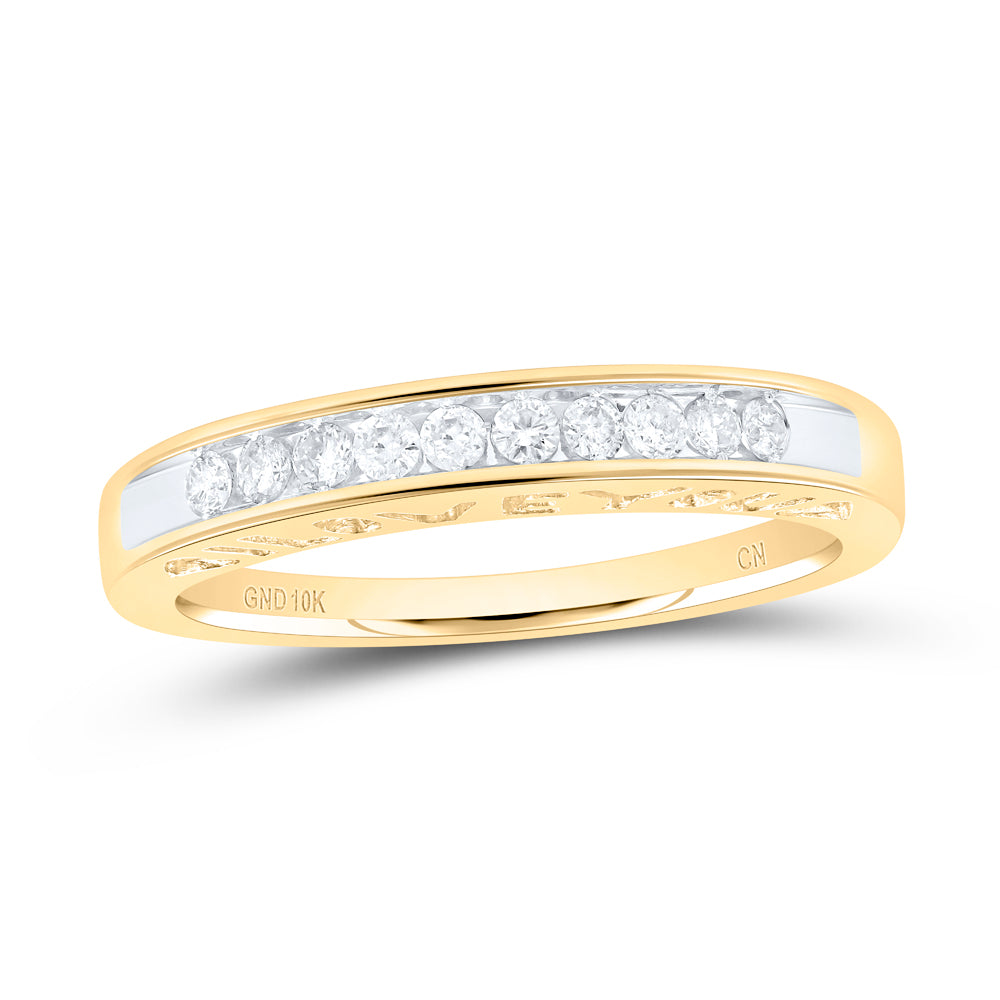 10K Yellow Gold Womens Round Diamond I Love You Band 1/5 Cttw, Womens Size: 5-10